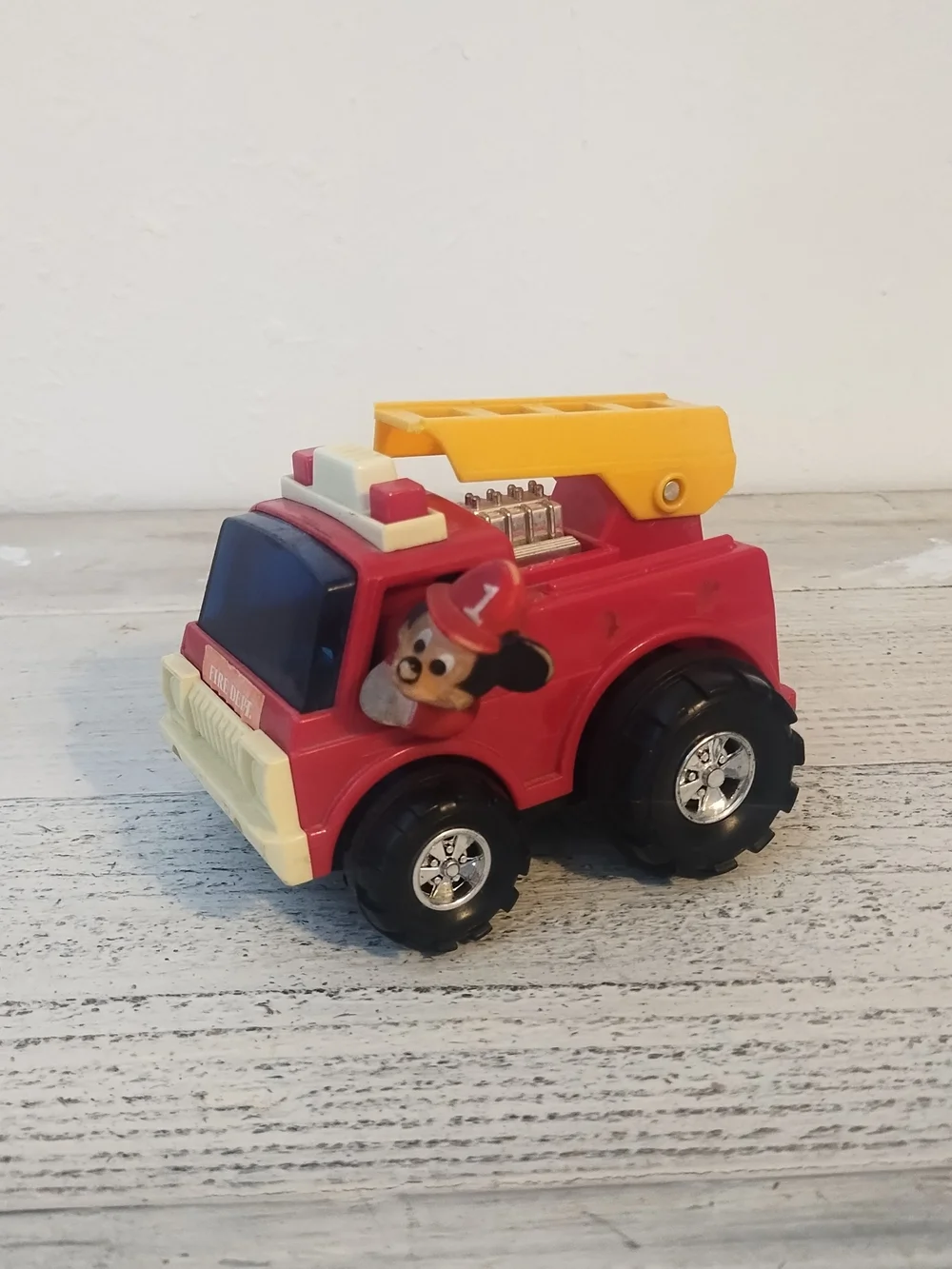 Vintage Mickey Mouse Fire Engine Disney Illco Toy plastic